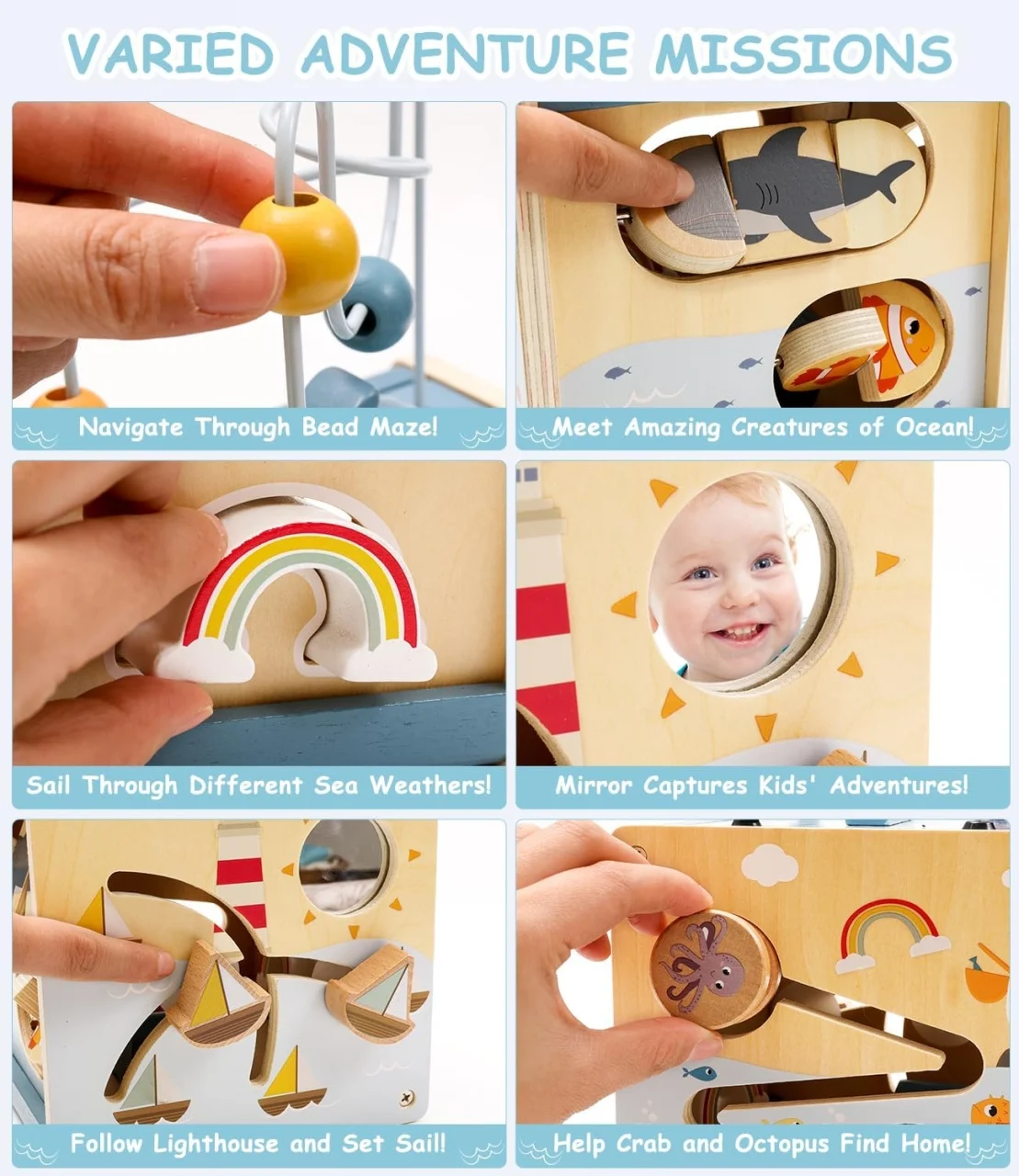 Cub Montessori din Lemn 6 în 1 cu Activități și Tematică Ocean [2]
