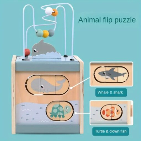 Cub Montessori din Lemn 6 în 1 cu Activități și Tematică Ocean [11]