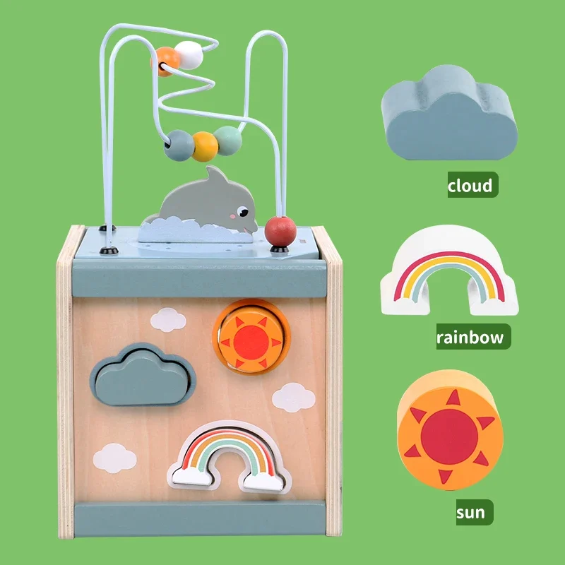 Cub Montessori din Lemn 6 în 1 cu Activități și Tematică Ocean [5]