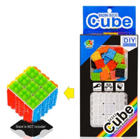 Jocuri de logica si inteligenta - Cub Rubik DIY 3x3x3 cu piese lego, multicolor