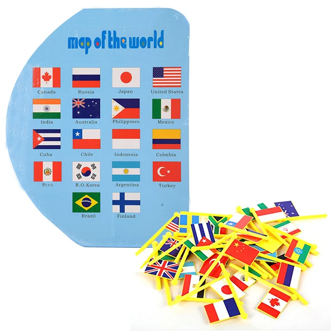 Harta Lumii cu Steaguri 3D, Puzzle Educativ de Geografie, 36 Țări, Joc Montessori din Lemn, 3 ani+ (4) [22]