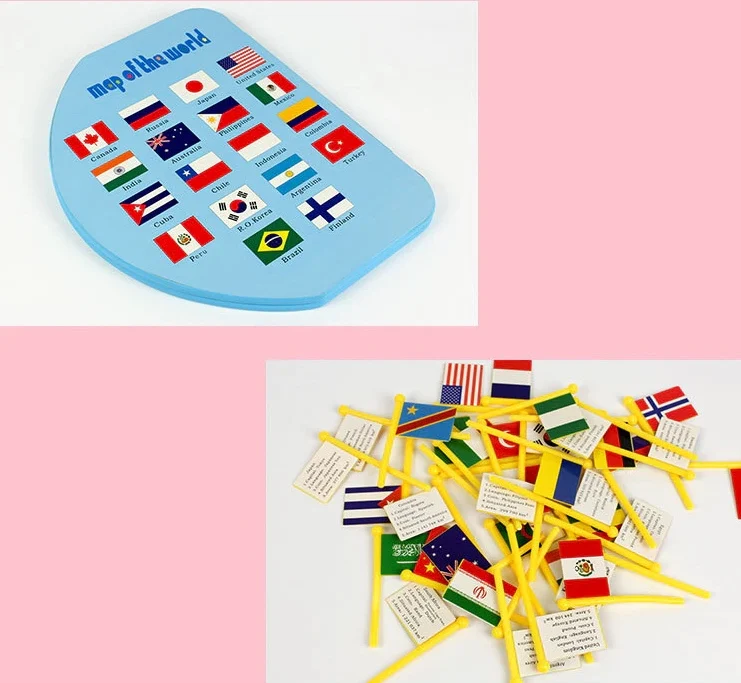 Harta Lumii cu Steaguri 3D, Puzzle Educativ de Geografie, 36 Țări, Joc Montessori din Lemn, 3 ani+ (4) [11]