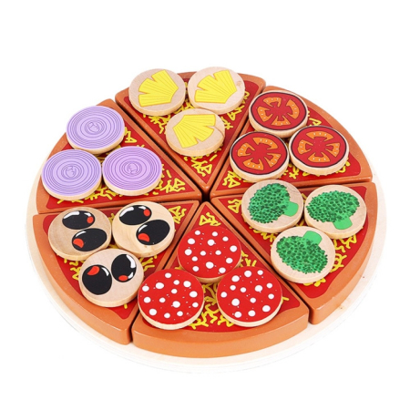 Pizza din Lemn cu Felii și Ingrediente Detașabile – Joc de Rol pentru Micii Bucătari [12]