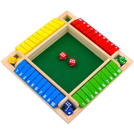 Joc din Lemn Shut the Box cu Zaruri pentru 2-4 Jucători [17]