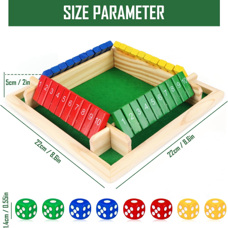 Joc din Lemn Shut the Box cu Zaruri pentru 2-4 Jucători [5]