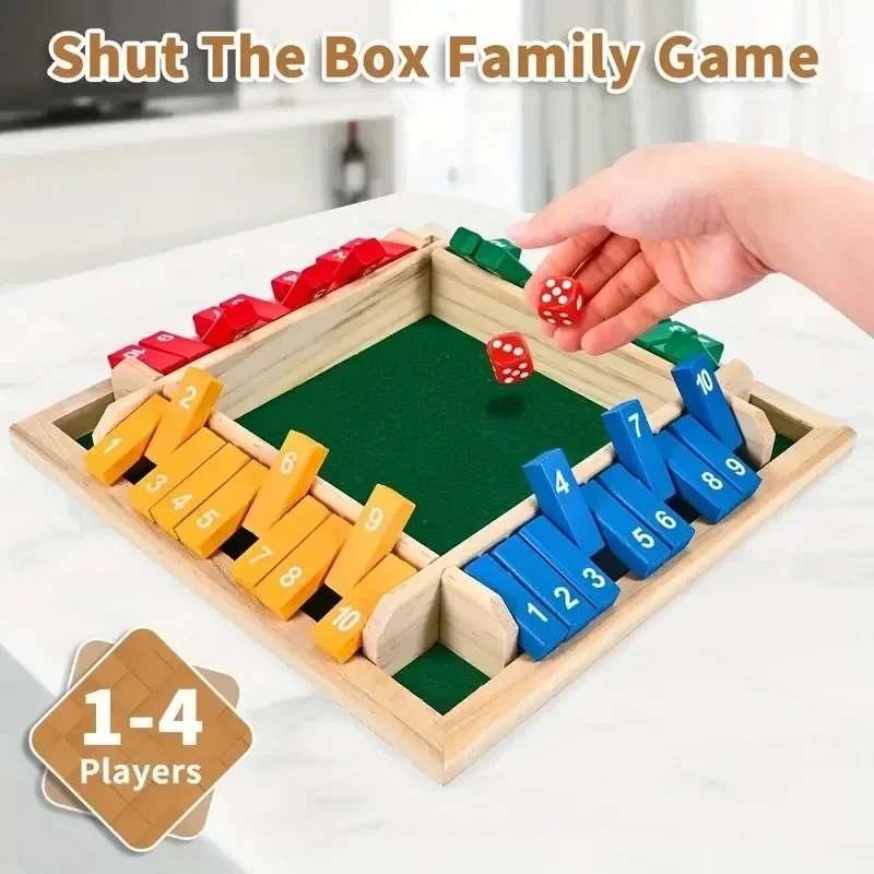 Joc din Lemn Shut the Box cu Zaruri pentru 2-4 Jucători [1]