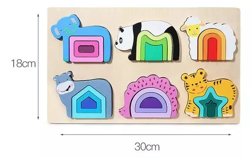 Joc de Stivuire 2 în 1 și Puzzle din Lemn cu Animăluțe – 24 Piese [5]