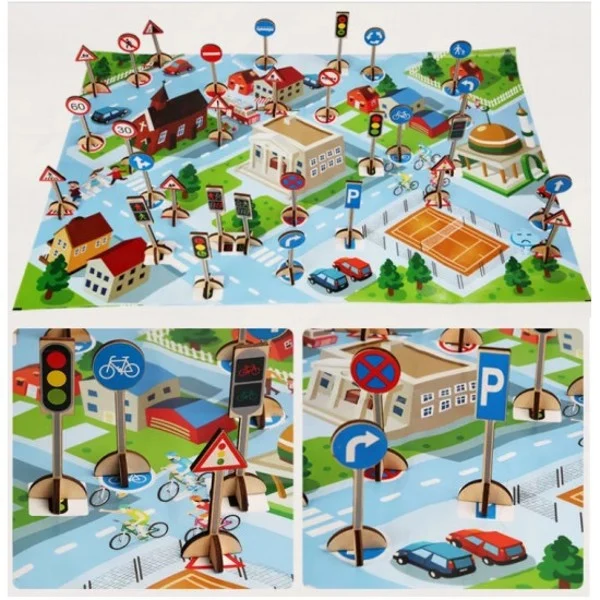 Joc Educativ cu Semne de Circulație din Lemn pentru Copii [4]