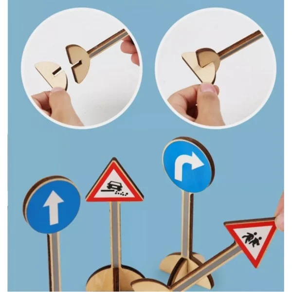Joc Educativ cu Semne de Circulație din Lemn pentru Copii [11]
