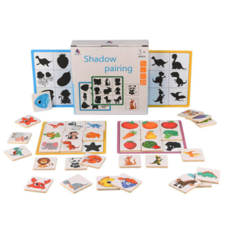 Jocul Umbrelor din Lemn Shadow Pairing, Puzzle Educativ de Asociere Imagini și Siluete, 3+ Ani [5]