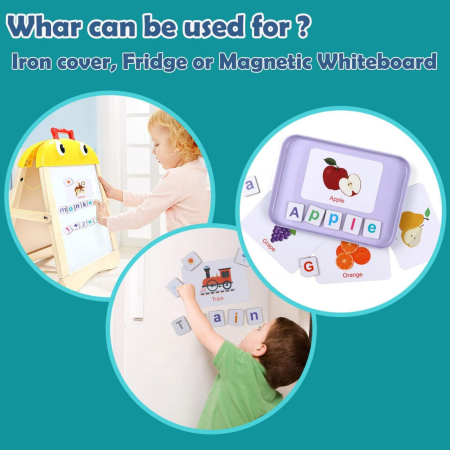 Joc Educativ Magnetic cu Litere, Cifre și Carduri în Cutie Metalică [11]