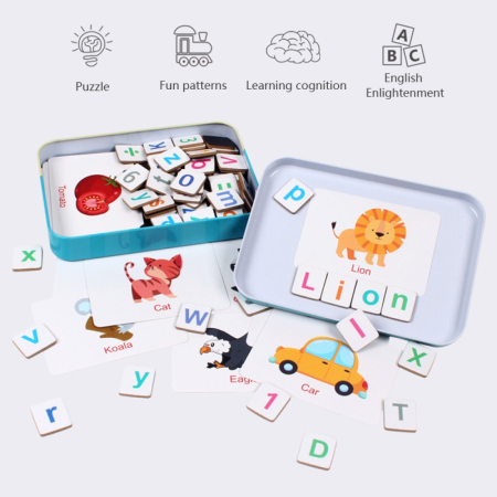 Joc Educativ Magnetic cu Litere, Cifre și Carduri în Cutie Metalică [17]