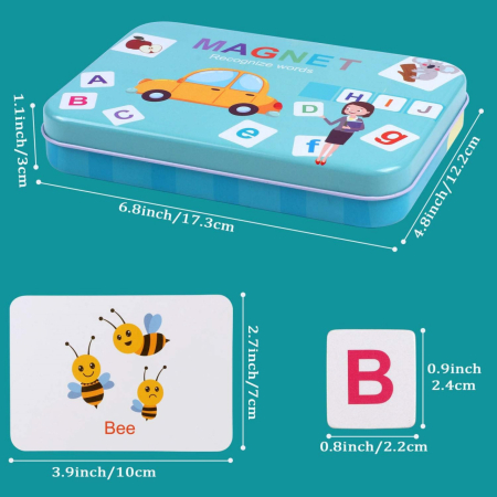 Joc Educativ Magnetic cu Litere, Cifre și Carduri în Cutie Metalică [14]