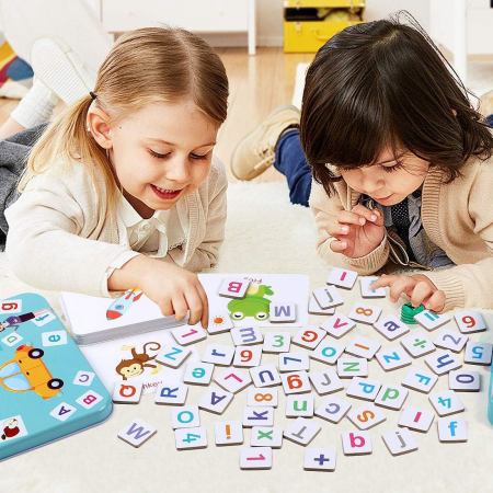 Joc Educativ Magnetic cu Litere, Cifre și Carduri în Cutie Metalică [8]