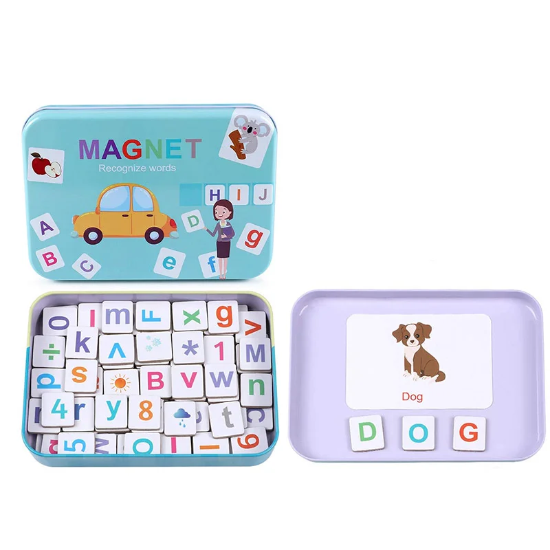 Joc Educativ Magnetic cu Litere, Cifre și Carduri în Cutie Metalică [9]