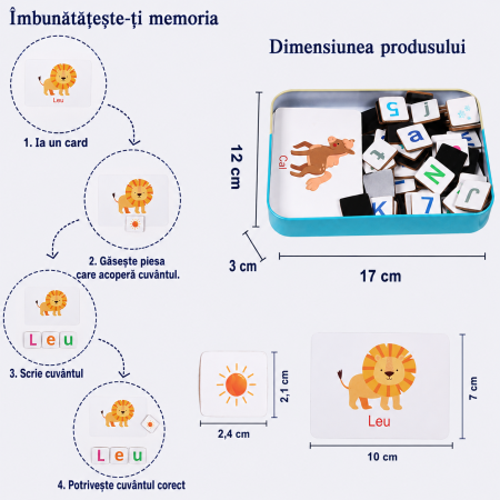 Joc Educativ Magnetic cu Litere, Cifre și Carduri în Cutie Metalică [3]