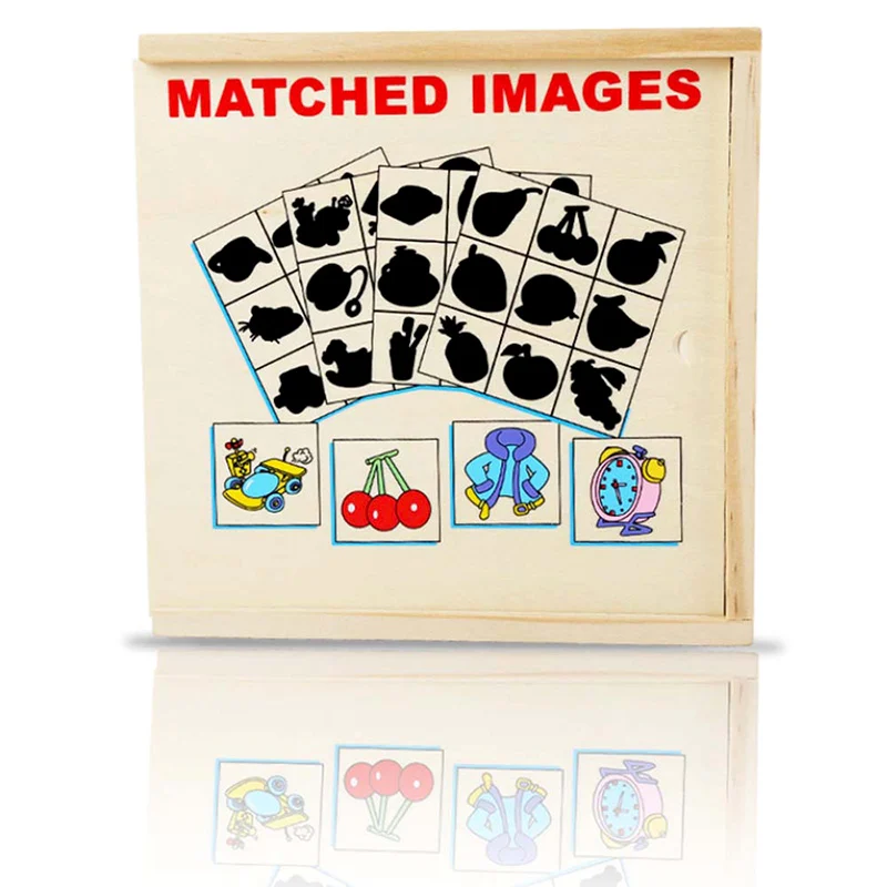 Puzzle-uri - Joc Montessori din Lemn Asociere Imagini cu Umbre și Obiecte