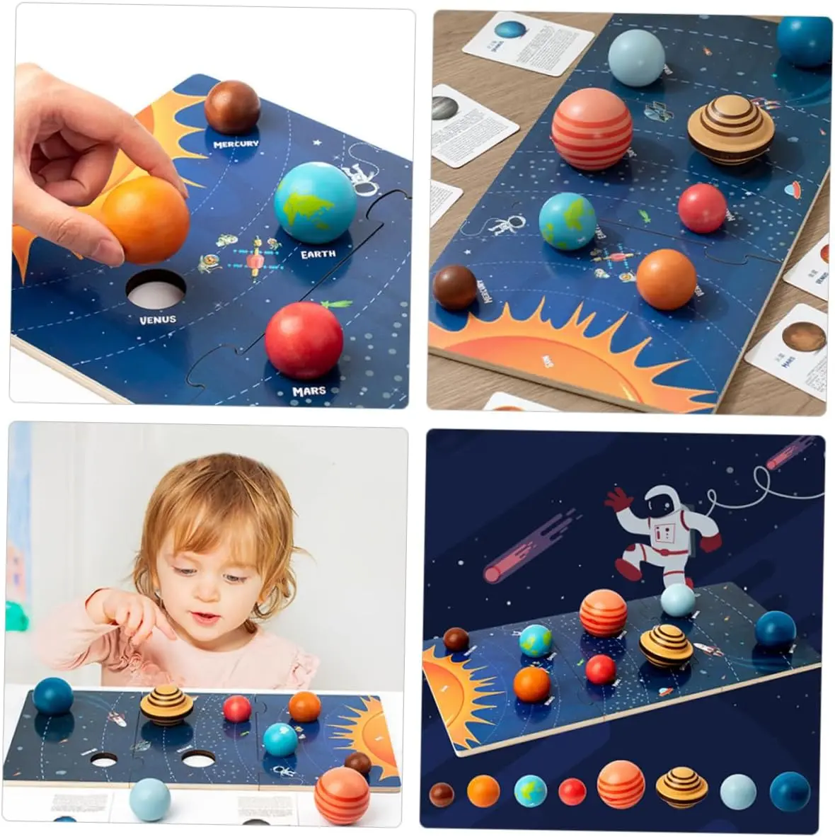 Joc Educativ Sistemul Solar din Lemn cu 8 Planete 3D [15]