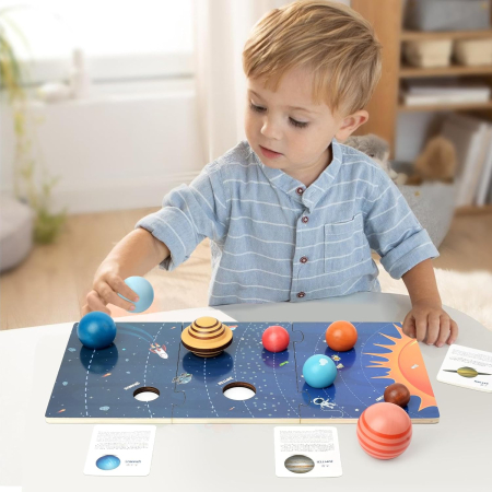 Joc Educativ Sistemul Solar din Lemn cu 8 Planete 3D [9]