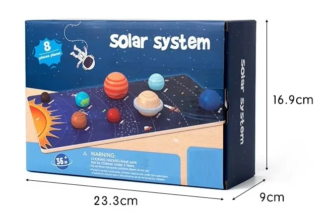 Joc Educativ Sistemul Solar din Lemn cu 8 Planete 3D [20]