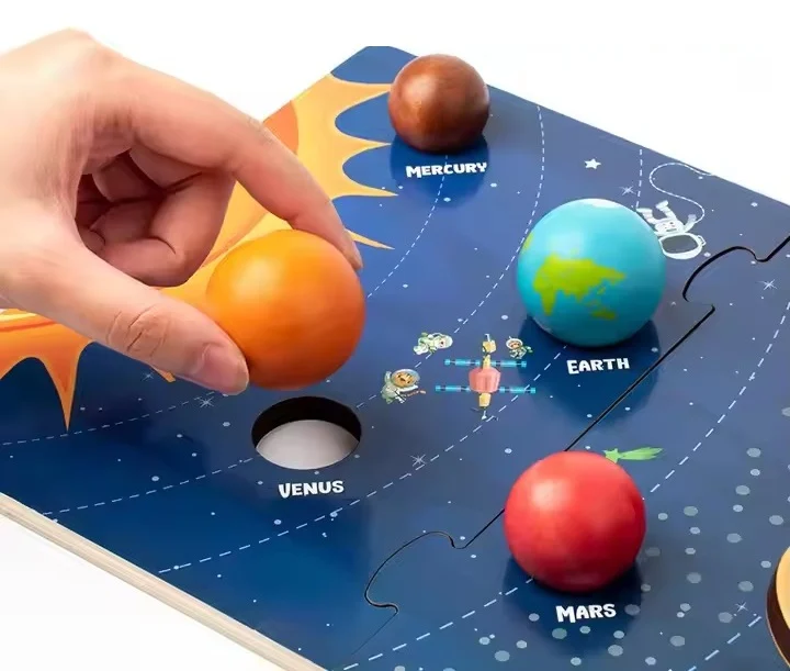 Joc Educativ Sistemul Solar din Lemn cu 8 Planete 3D [19]