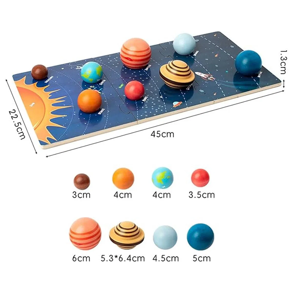 Joc Educativ Sistemul Solar din Lemn cu 8 Planete 3D [12]