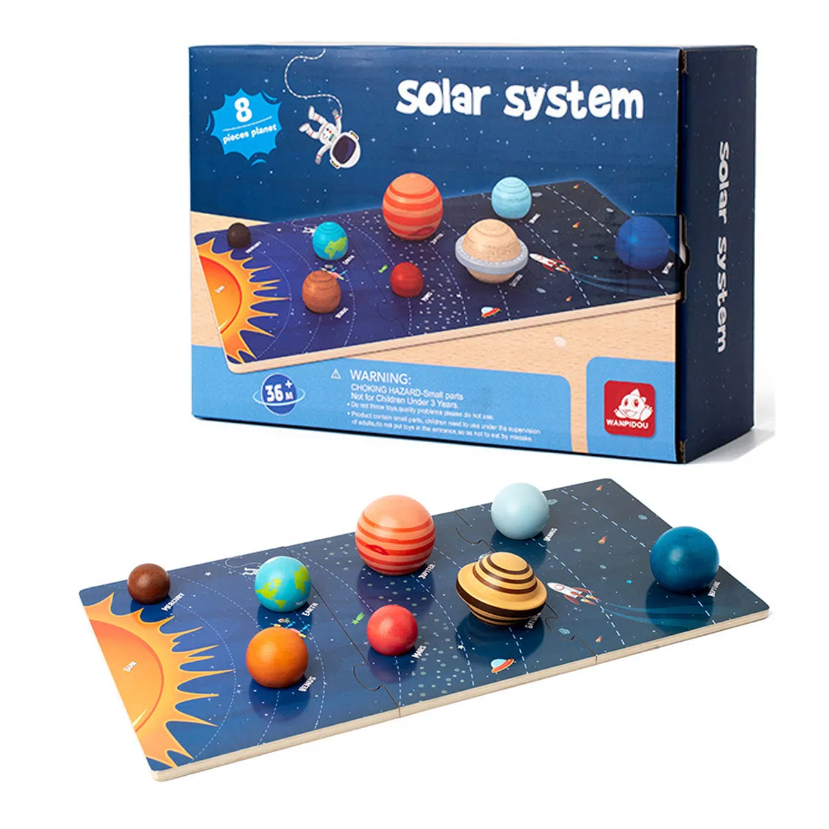 Joc Educativ Sistemul Solar din Lemn cu 8 Planete 3D [11]