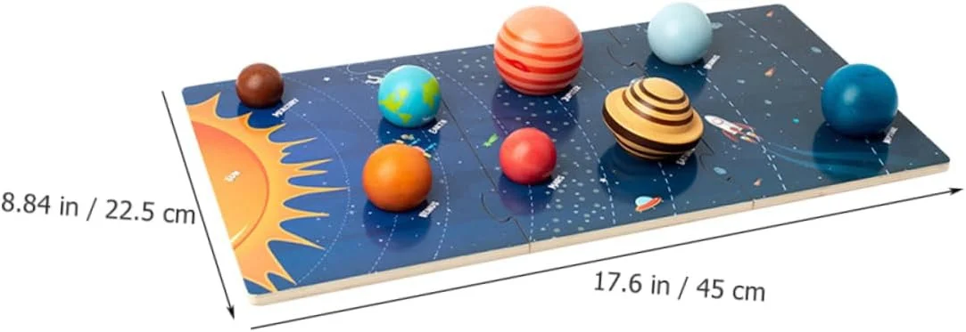 Joc Educativ Sistemul Solar din Lemn cu 8 Planete 3D [10]