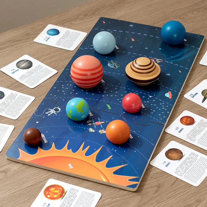 Joc Educativ Sistemul Solar din Lemn cu 8 Planete 3D [14]