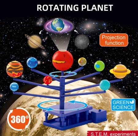Joc educativ STEM Sistem Solar cu Proiecții – Kit DIY de Asamblare, Proiector Planete, Astronomie copii 6+, Multicolor [5]