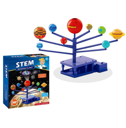 Jocuri si jucarii interactive - Joc educativ STEM Sistem Solar cu Proiecții – Kit DIY de Asamblare, Proiector Planete, Astronomie copii 6+, Multicolor