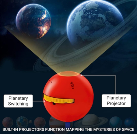 Joc educativ STEM Sistem Solar cu Proiecții – Kit DIY de Asamblare, Proiector Planete, Astronomie copii 6+, Multicolor [4]