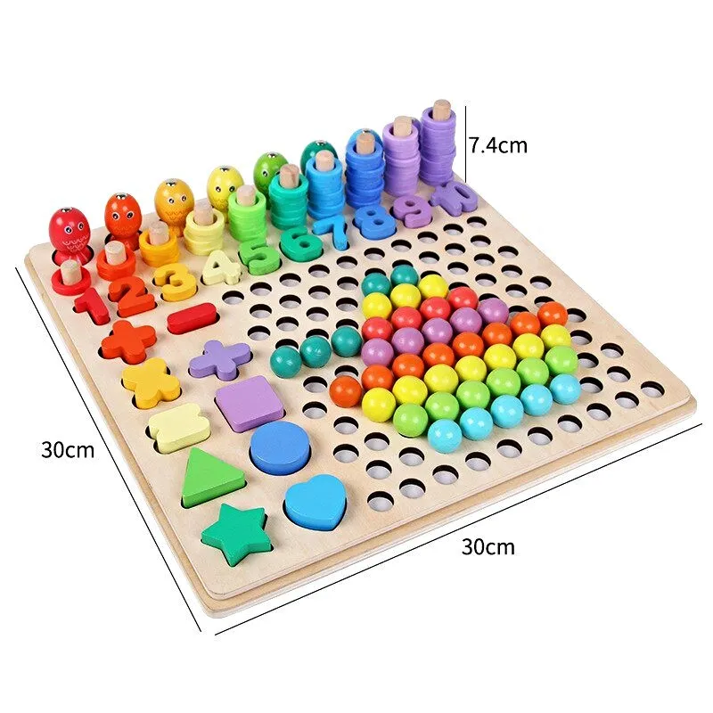 Joc Montessori 5 în 1 din Lemn pentru Matematică, Sortare și Pescuit Magnetic (1) [8]