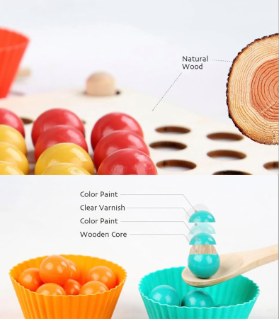 Joc Montessori Rainbow Clip cu Bile din Lemn pentru Asocierea Culorilor (1) [17]