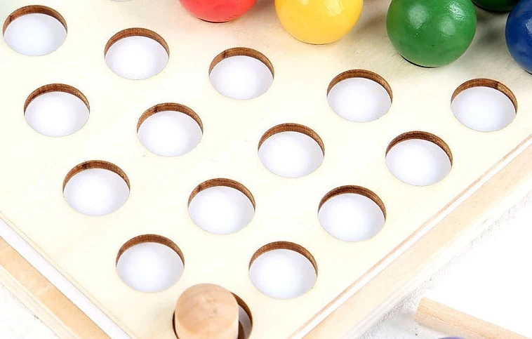 Joc Montessori Rainbow Clip cu Bile din Lemn pentru Asocierea Culorilor (1) [20]