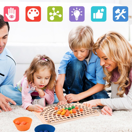 Joc Montessori Rainbow Clip cu Bile din Lemn pentru Asocierea Culorilor (1) [10]