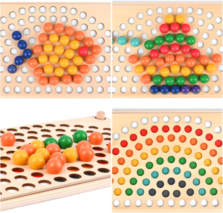 Joc Montessori Rainbow Clip cu Bile din Lemn pentru Asocierea Culorilor (1) [12]