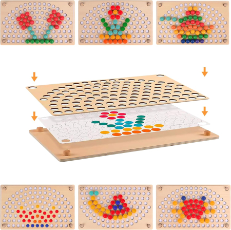 Joc Montessori Rainbow Clip cu Bile din Lemn pentru Asocierea Culorilor (1) [6]
