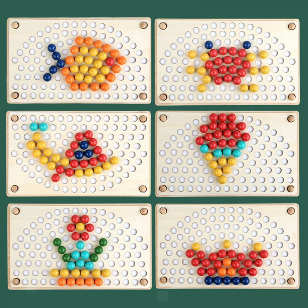 Joc Montessori Rainbow Clip cu Bile din Lemn pentru Asocierea Culorilor (1) [4]
