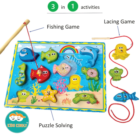Joc Montessori de Pescuit Magnetic din Lemn cu Animale Marine [8]