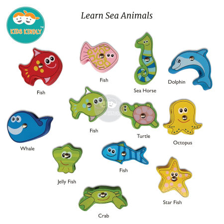 Joc Montessori de Pescuit Magnetic din Lemn cu Animale Marine [7]