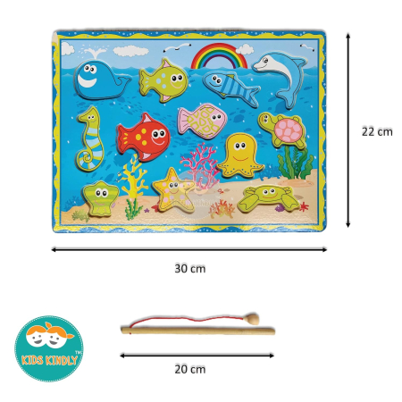 Joc Montessori de Pescuit Magnetic din Lemn cu Animale Marine [9]