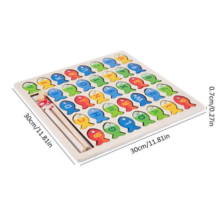 Puzzle din Lemn cu Alfabet, Cifre și Pescuit Magnetic [8]