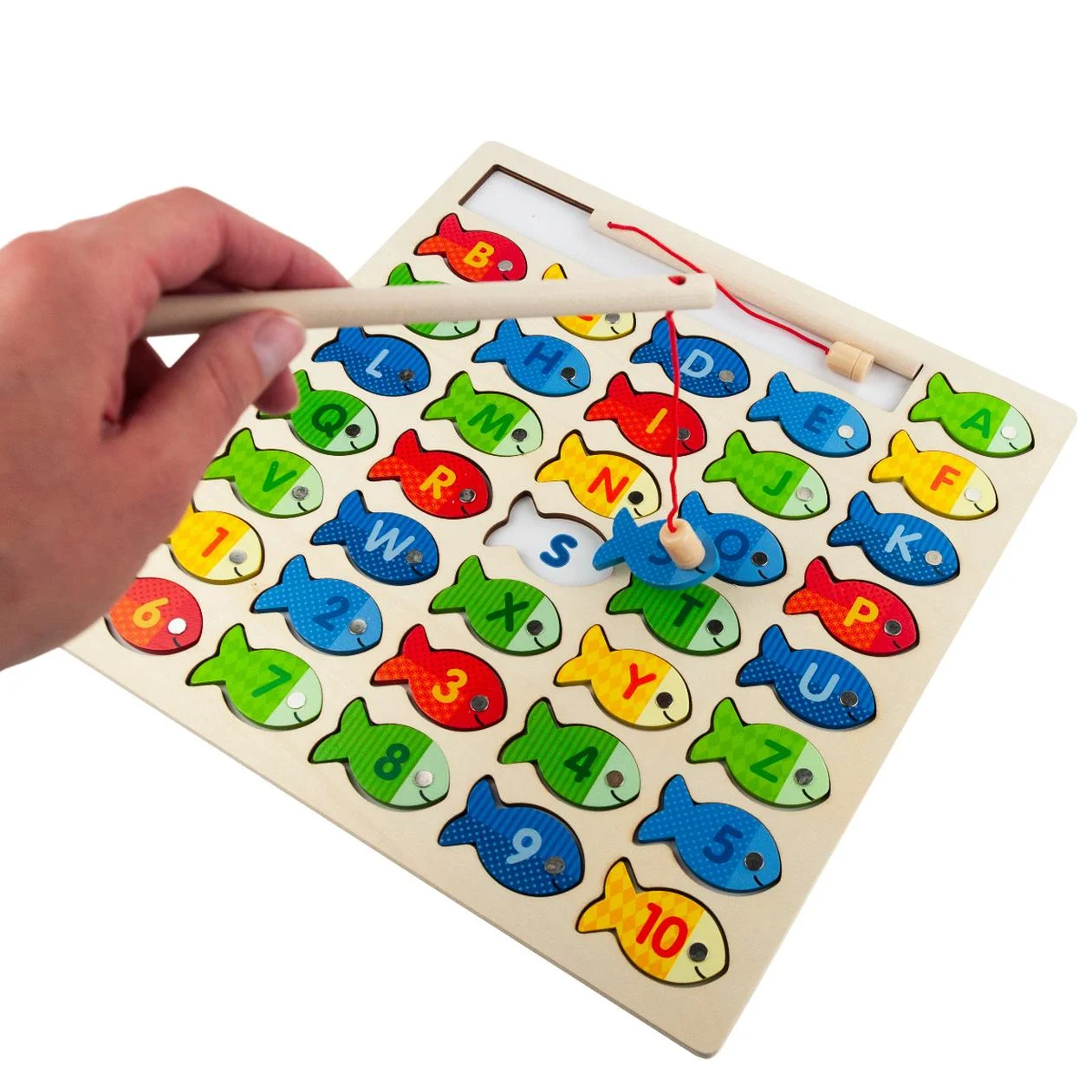 Puzzle din Lemn cu Alfabet, Cifre și Pescuit Magnetic [9]