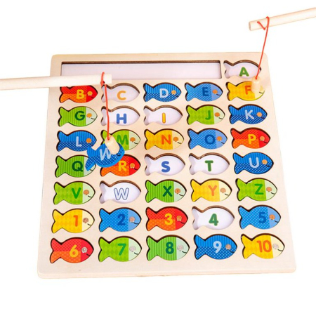 Puzzle din Lemn cu Alfabet, Cifre și Pescuit Magnetic [2]