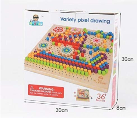 Joc Montessori din Lemn cu Mozaic Șabloane și Roți Dințate Pegboard Creativ [6]