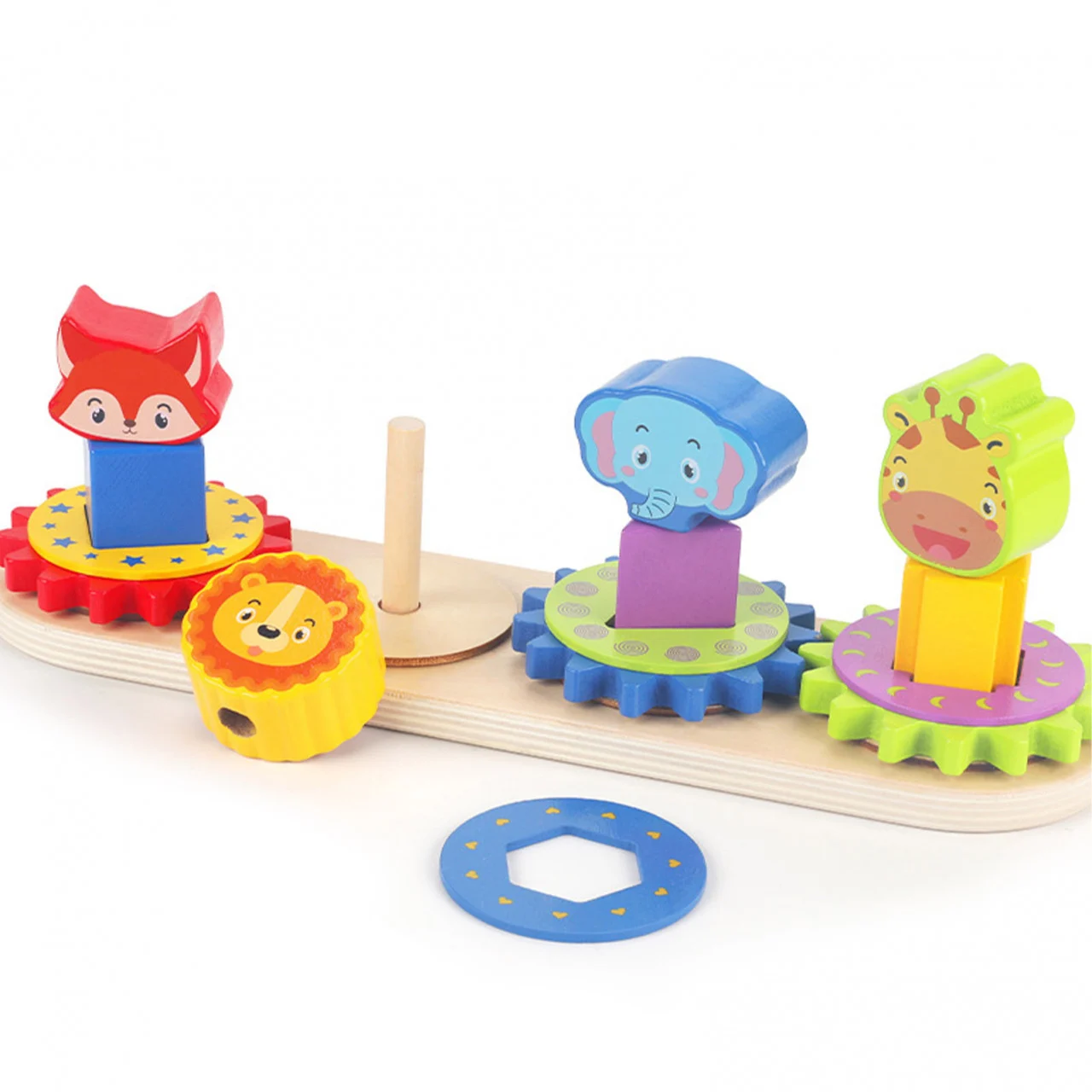 Joc Montessori din Lemn cu Roți Dințate și Animăluțe [7]