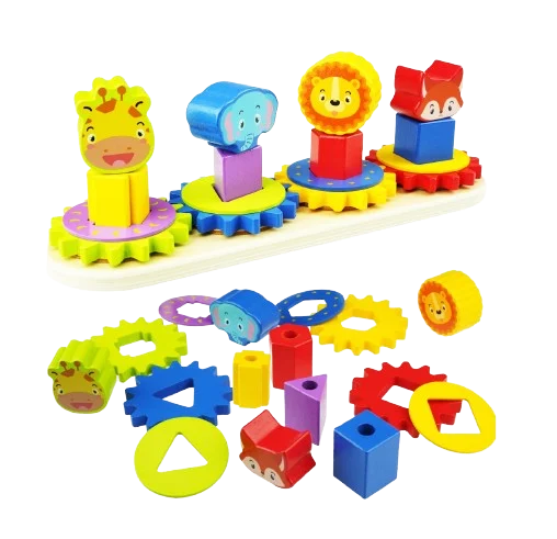 Joc Montessori din Lemn cu Roți Dințate și Animăluțe [11]