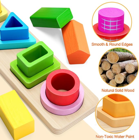 Joc Montessori din Lemn de Sortat și Potrivit Forme Geometrice [2]