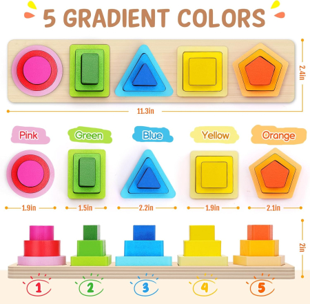 Joc Montessori din Lemn de Sortat și Potrivit Forme Geometrice [8]